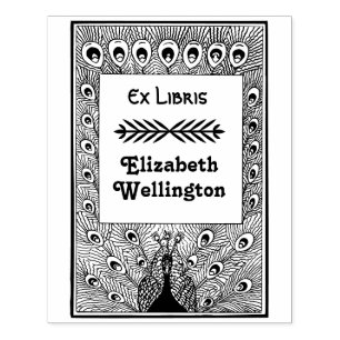 Peacock som visar av fjädrar #3 Ex Libris Bok Stämpel