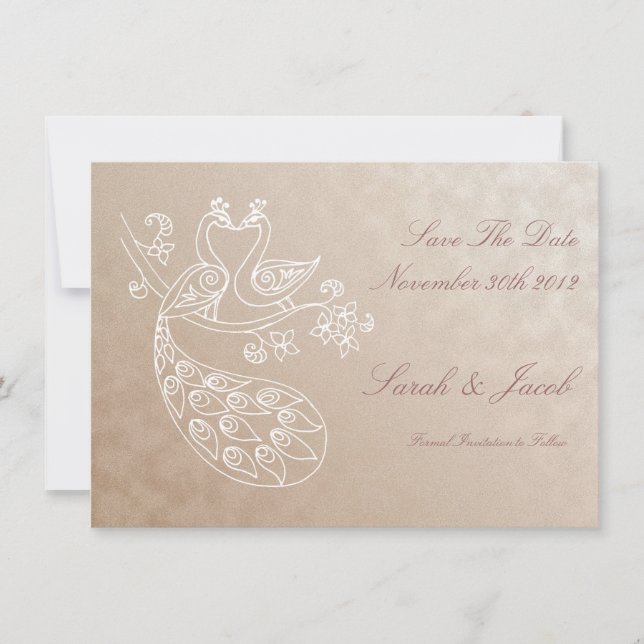 Peacock Spara-the-Date, Alpana stil Spara Datumet (Framsida)