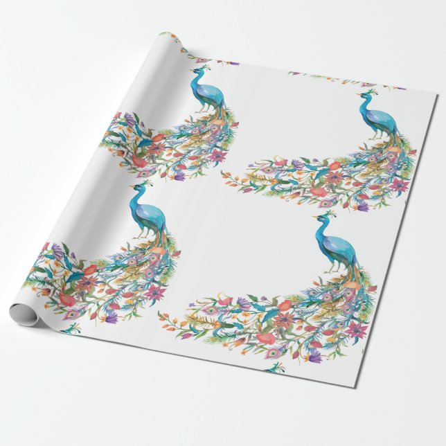 Peacock Speciella Patina Wrapping Papper Presentpapper (Utrullad)
