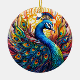 Peacock Stached Glass Ceramic Träd Dekoration