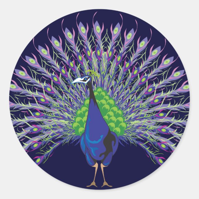 Peacock Stickers Runt Klistermärke (Framsida)
