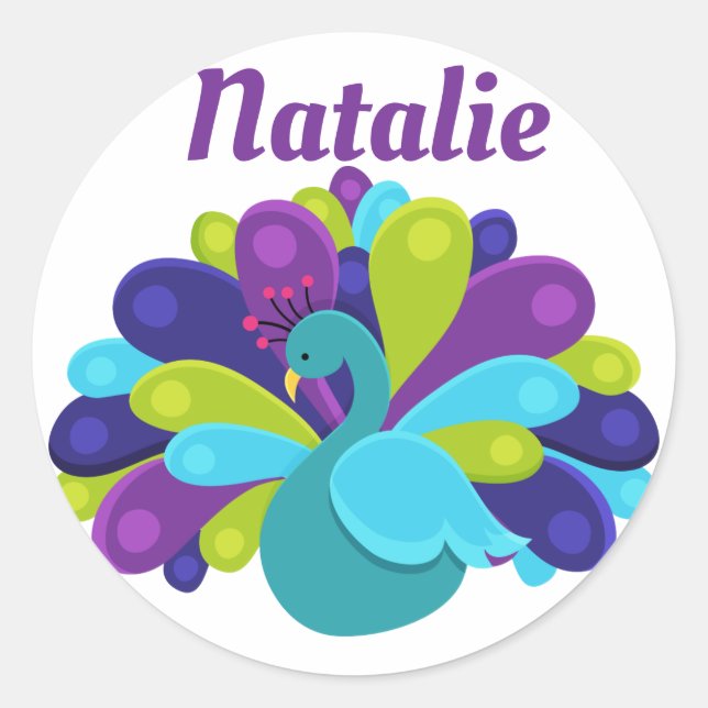 Peacock Stickers Runt Klistermärke (Framsida)
