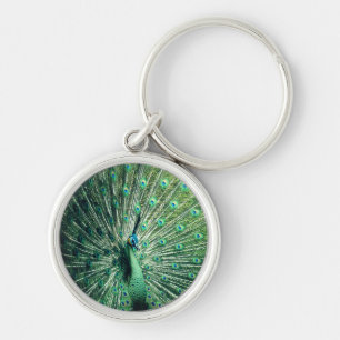 Peacock Strut Rund Silverfärgad Nyckelring