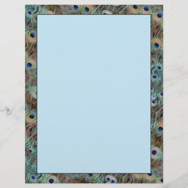 Peacock Svan Feathers Design 8.5 x 11 Stationär (Framsida)