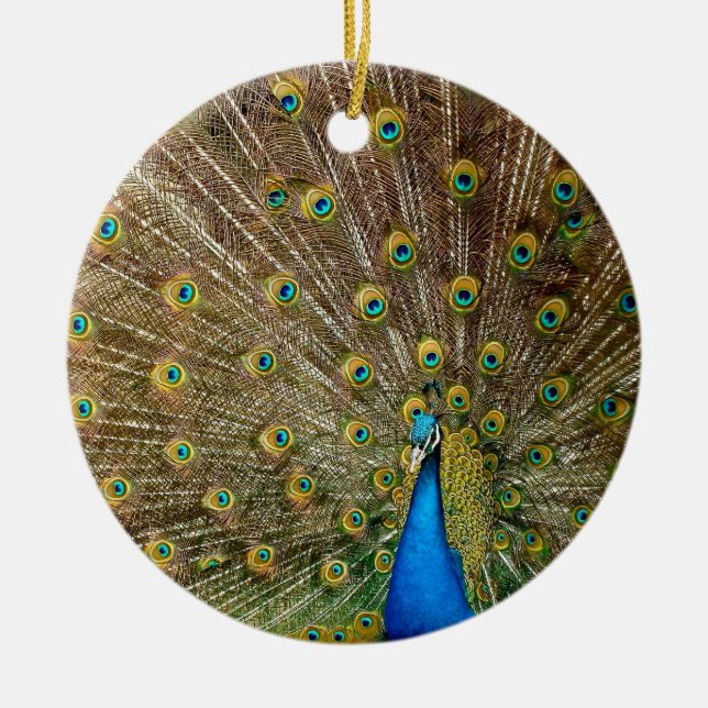 Peacock Svan Feathers Julgransprydnad Keramik (Framsidan)