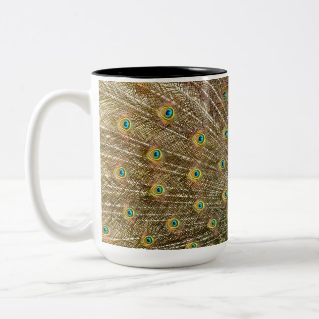 Peacock Svan Feathers Två-Tonad Mugg (Vänster)