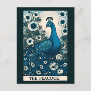 Peacock Tarot Card Art peace Teal Art Vykort