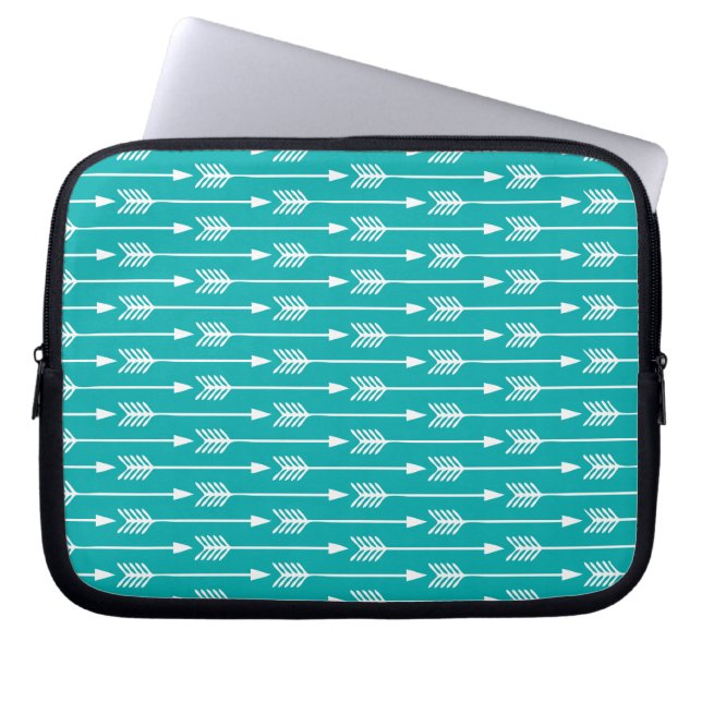 Peacock Teal Arrows Mönster Laptop Fodral (Framsidan)