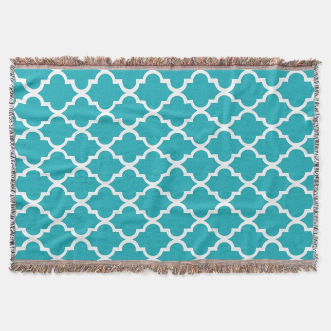 Peacock Teal Quatrefoil Tiles Mönster Mysfilt (Framsidan)