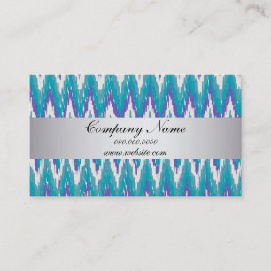 Peacock Teal TribaI ZigZag Pocket 2019 Calendar Visitkort