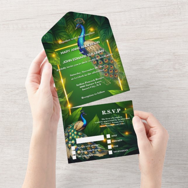 Peacock Temlyxury 3D peafowl emerald guld blue (Avrivbar del)