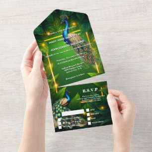 Peacock Temlyxury 3D peafowl emerald guld blue