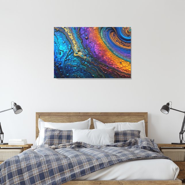 Peacock Titanium Macro Canvastryck (Insitu (sovrum))