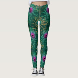 Peacock tropiska fåglar leggings