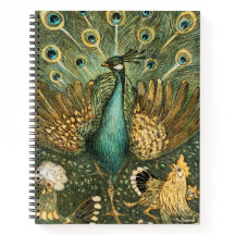Peacock Tupp Illustrated Print Spiral Notebook
