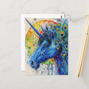 Peacock Unicorn Vykort