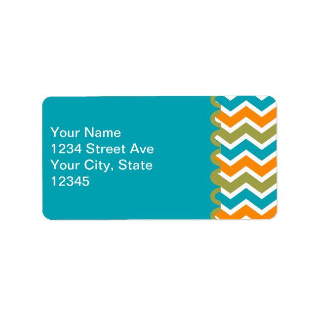 Peacock Vibrant Tribal Zigzag Adressetikett (Framsidan)