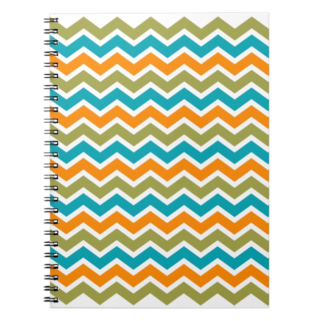 Peacock Vibrant Tribal Zigzag Anteckningsbok Med Spiral (Framsidan)