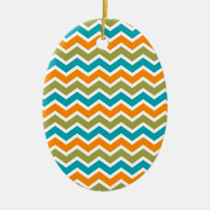 Peacock Vibrant Tribal Zigzag Julgransprydnad Keramik