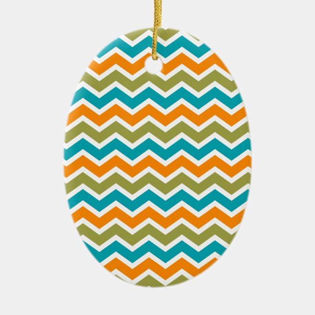 Peacock Vibrant Tribal Zigzag Julgransprydnad Keramik (Framsidan)