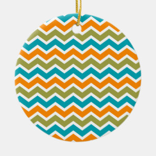 Peacock Vibrant Tribal Zigzag Julgransprydnad Keramik
