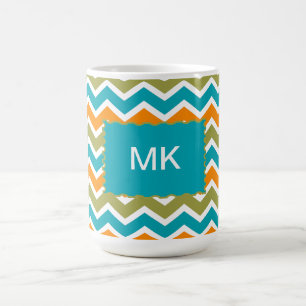 Peacock Vibrant Tribal Zigzag Kaffemugg