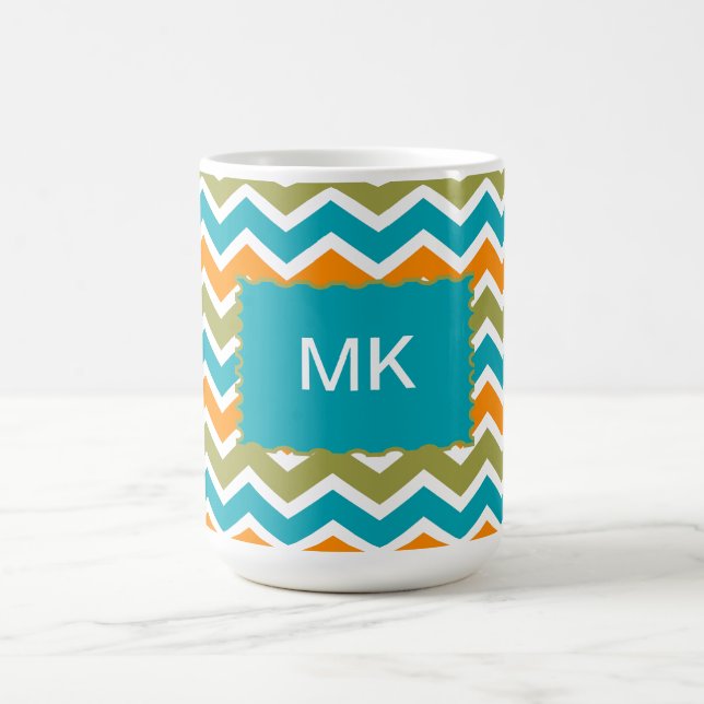 Peacock Vibrant Tribal Zigzag Kaffemugg (Center)