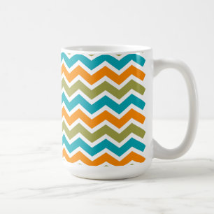 Peacock Vibrant Tribal Zigzag Kaffemugg
