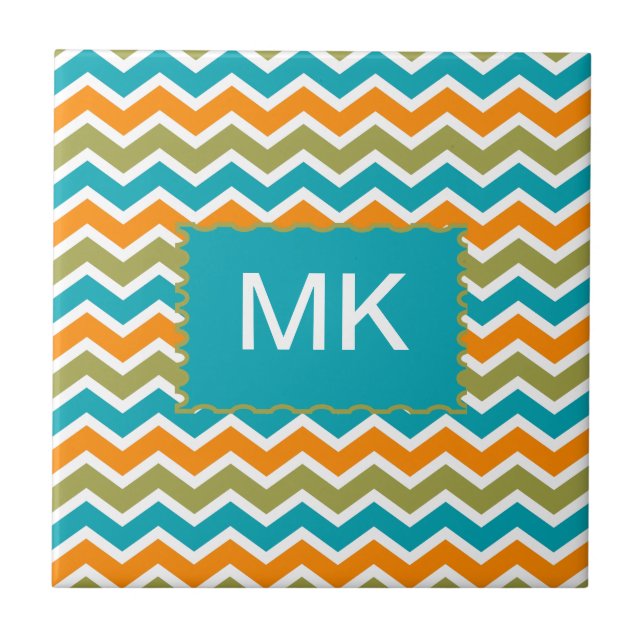 Peacock Vibrant Tribal Zigzag Kakelplatta (Framsidan)