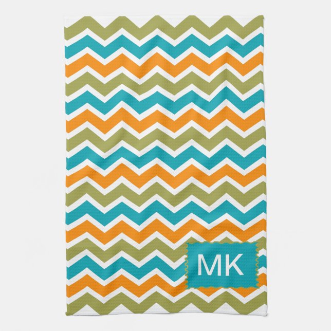 Peacock Vibrant Tribal Zigzag Kökshandduk (Vertikal)