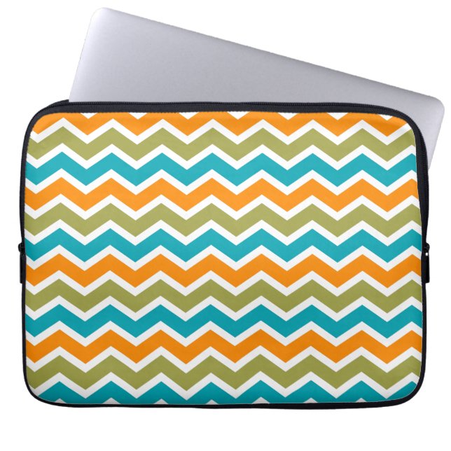Peacock Vibrant Tribal Zigzag Laptop Fodral (Framsidan)