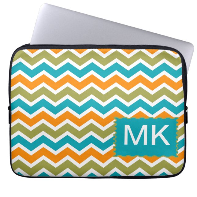 Peacock Vibrant Tribal Zigzag Laptop Sleeve (Framsidan)
