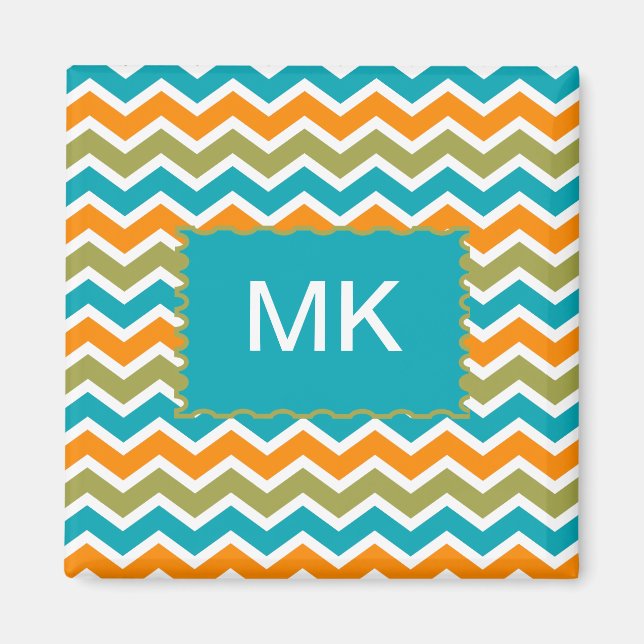 Peacock Vibrant Tribal Zigzag Magnet (Framsidan)
