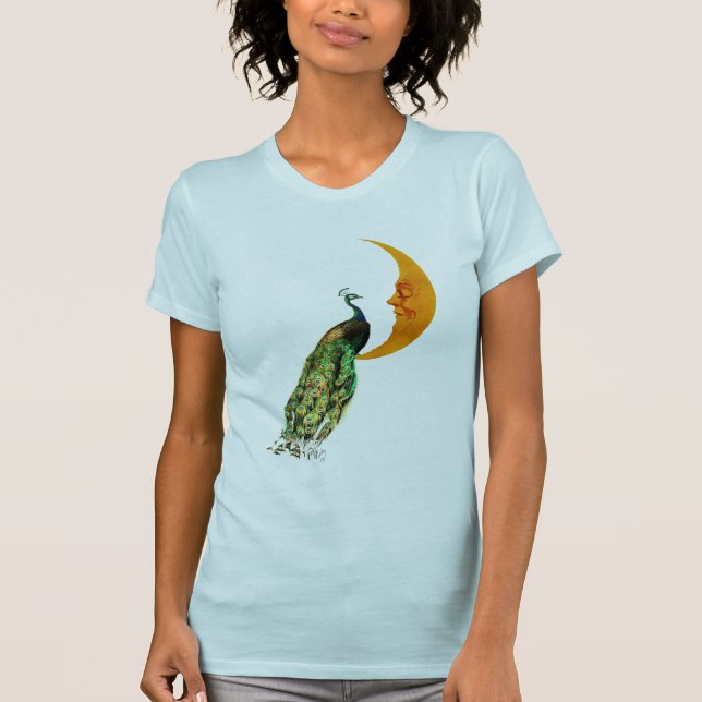 Peacock vid Måne T Shirt (Framsida)