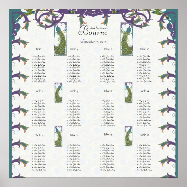 Peacock Vintage Love birds Poster (Framsidan)