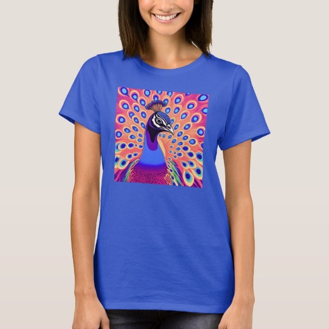 Peacock Watercolor T Shirt (Framsida)