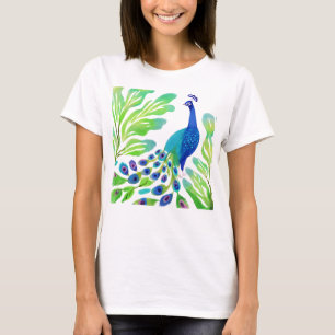 Peacock Watercolor T Shirt