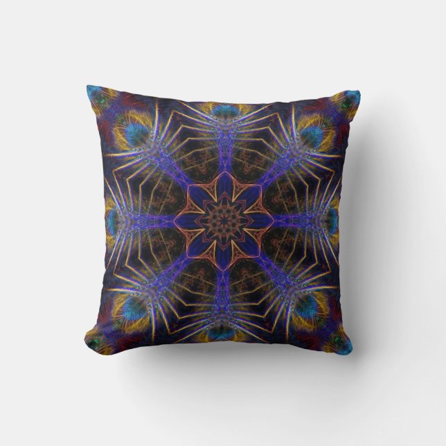 Peacock Webben Fractaler Jumbo Cushion Pillow Kudde (Framsida)