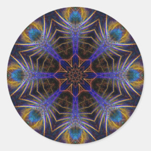 Peacock Webben Fractalers Geometric Art Sticker Runt Klistermärke