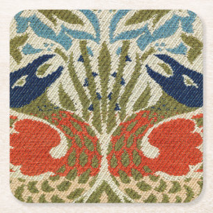 Peacock, William Morris Underlägg Papper Kvadrat