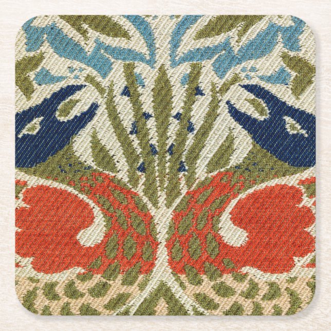 Peacock, William Morris Underlägg Papper Kvadrat (Framsidan)