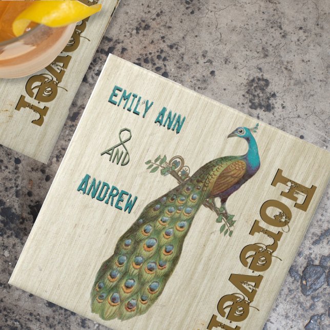 Peacock Wood Grain Forever-årsdag Tile Kakelplatta (Skapare uppladdad)
