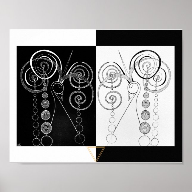 Peacock Yin och Yang DUET illustration Poster (Framsidan)