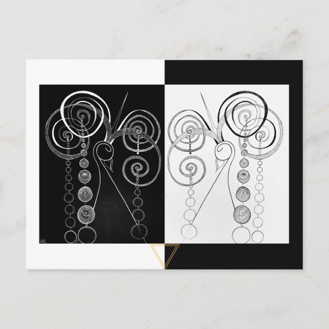 Peacock Yin och Yang DUET illustration Vykort (Framsida)