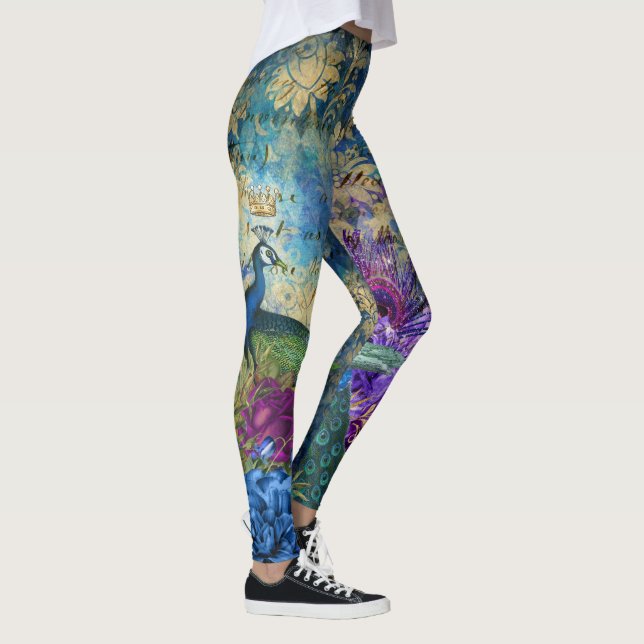 Peacock Yoga Pilates Hett Byxor Leggings (Höger)