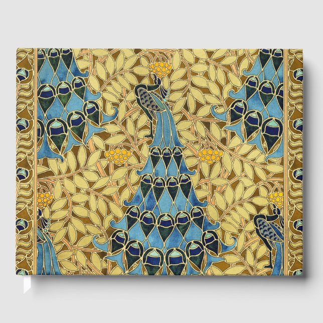 Peacocks Birds Rowan Trees Art Nouveau Gästböcker (Framsida)