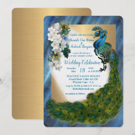 Peacocks & Emerald Grönt Metallic Silke & Guld Inbjudningar