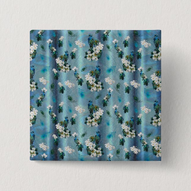 Peacocks & Emerald Grönt Metallic Silke Knapp (Framsida)