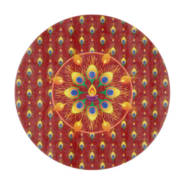 Peacocks fjäther Rangoli på mönster (Framsidan)