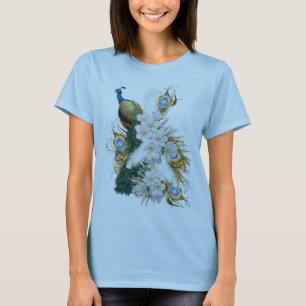 Peacocks för vitt och blått Royal T Shirt
